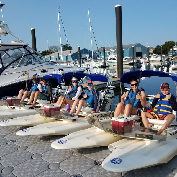 Boaters lined up at dock before launching