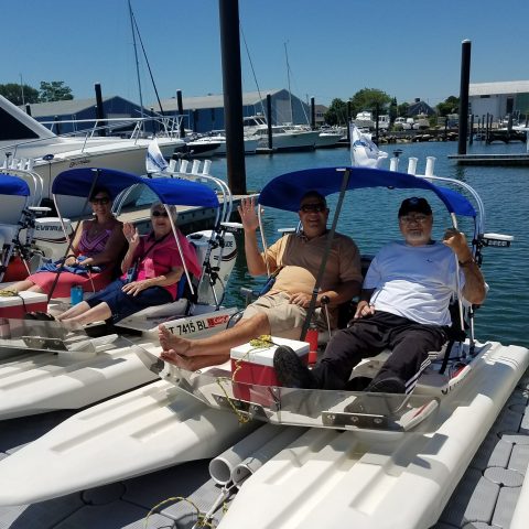 a group of people on a boat