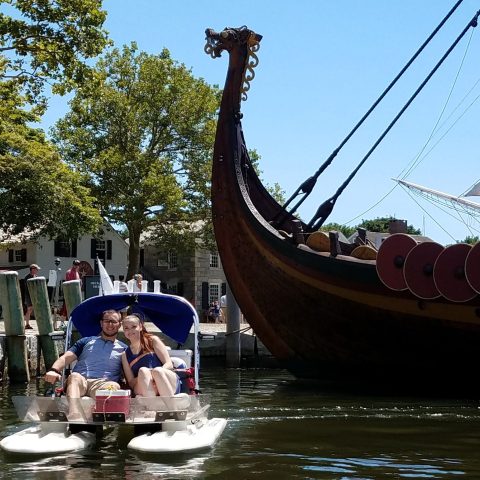 a small boat in a body of water