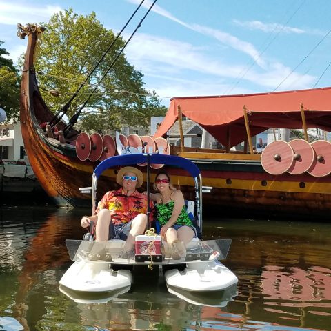 a small boat in a body of water